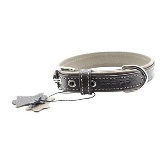 Zampa Yumuşak Dokulu Gerçek Deri Flatiron Köpek Boyun Tasması 2,5x47 cm cm, Kahverengi Toprak