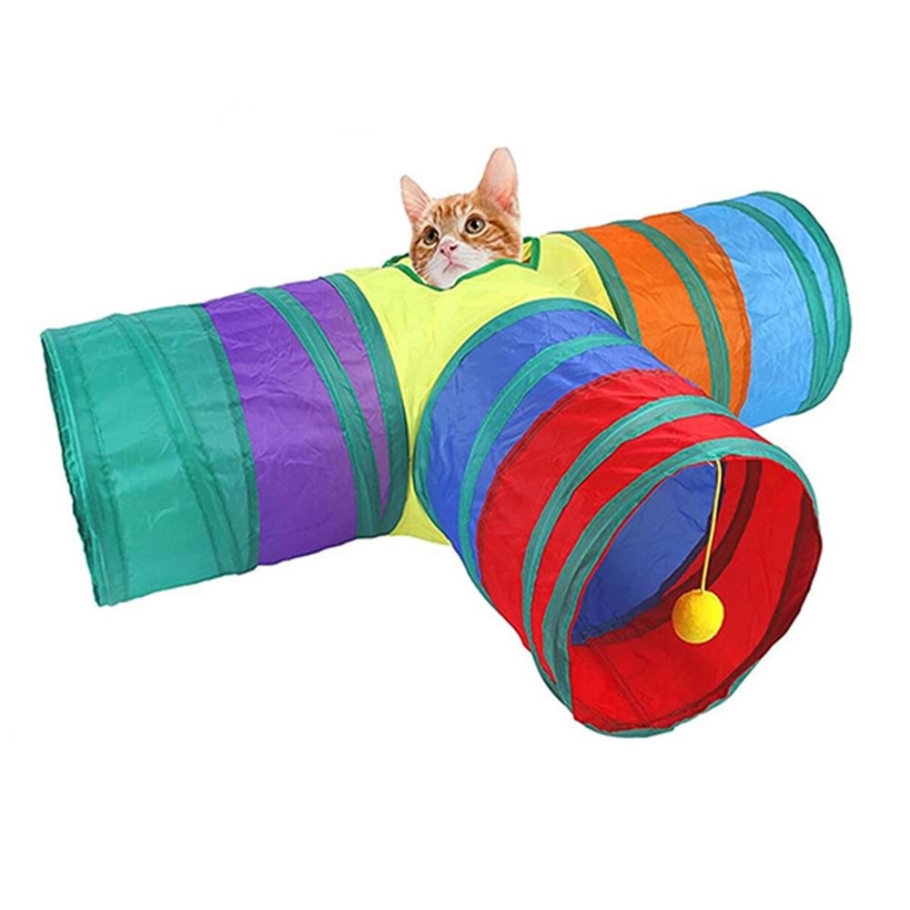 85*50 CM ÜÇLÜ T MODEL KEDİ OYUN TÜNELİ