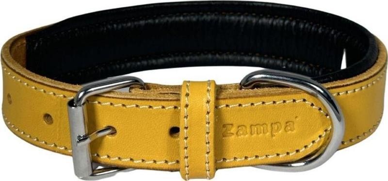 Zampa Yumuşak Dokulu Gerçek Deri Soho Köpek Boyun Tasması 3x54 cm Sarı