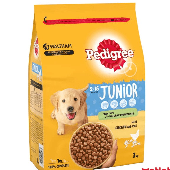 PEDİGREE JUNİOR 2-15 AYLIK TAVUKLU&PİRİNÇLİ KÖPEK MAMASI 3KG