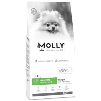 MOLLY MINI YAVRU KUZUETLİ&YABANMERSİNLİ KÖPEK MAMASI 2KG