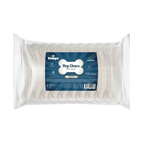 Zampa Beyaz Press Kemik Köpek Ödülü 10 lu 85-90g