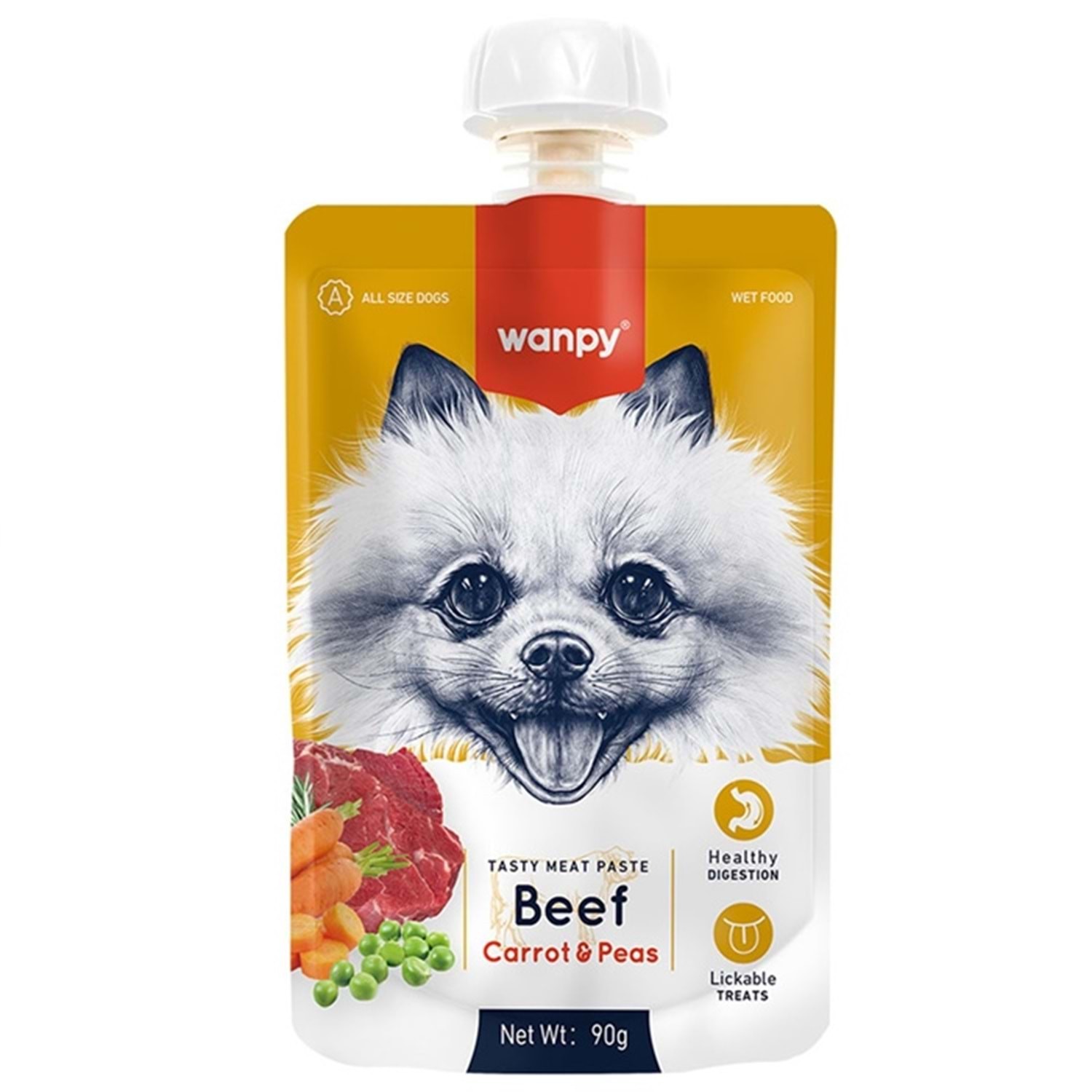 WANPY TASTY MEAT PASTE BEEF&CARROT&PEA 90GR