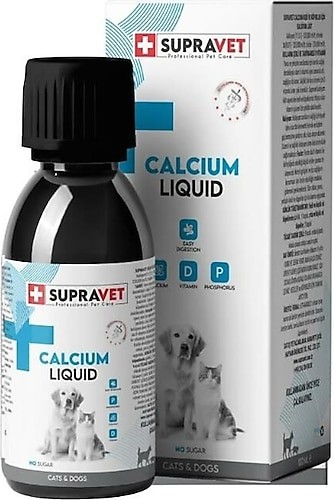 SUP032 Supravet Calcium Kedi ve Köpekler İçin Sıvı Kalsiyum Damla 100ml