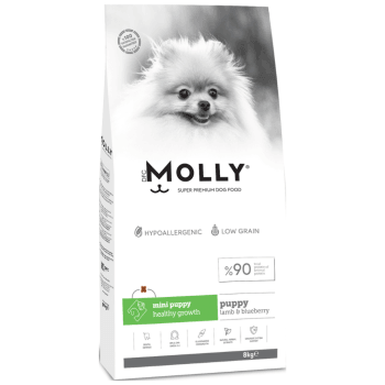 MOLLY MINI YAVRU KUZUETLİ&YABANMERSİNLİ KÖPEK MAMASI 8KG