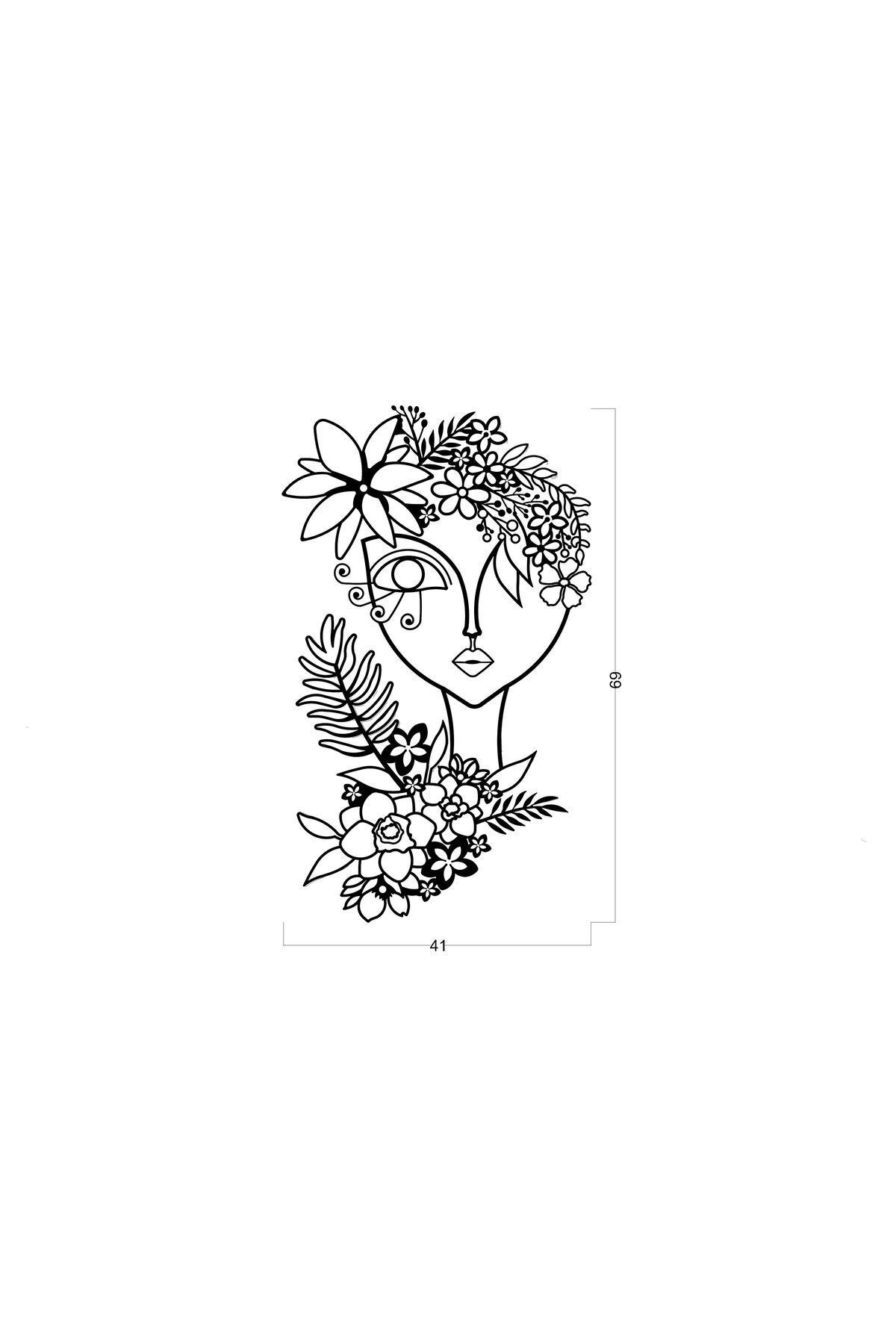 Floral Girl - Metal Duvar Dekoru