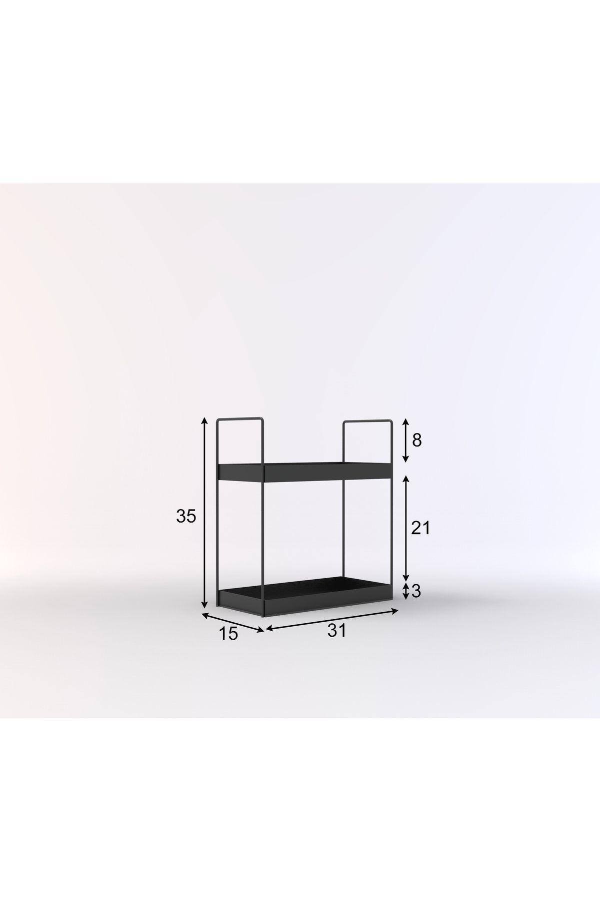 2 Katlı Metal Organizer - Dikdörtgen