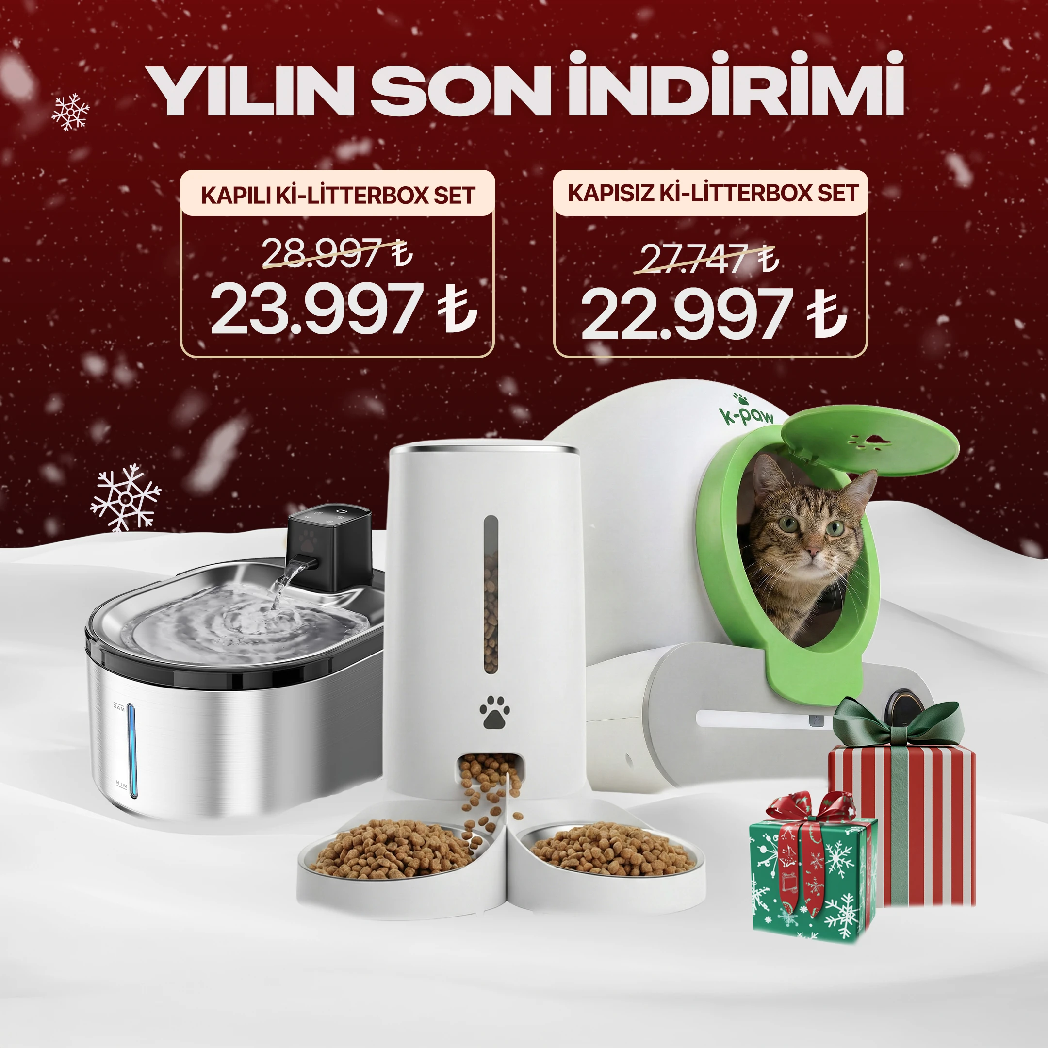 Ki-LitterBox & Ki-Drinker 2 & Ki-Feeder Akıllı Mama Kabı