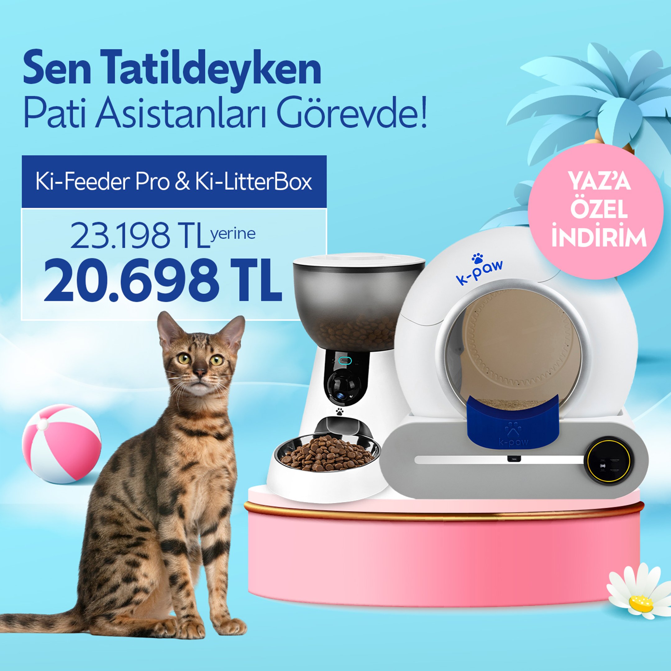 Ki-LitterBox Akıllı Kedi Tuvaleti & Ki-Feeder Pro Kameralı Mama Besleyici