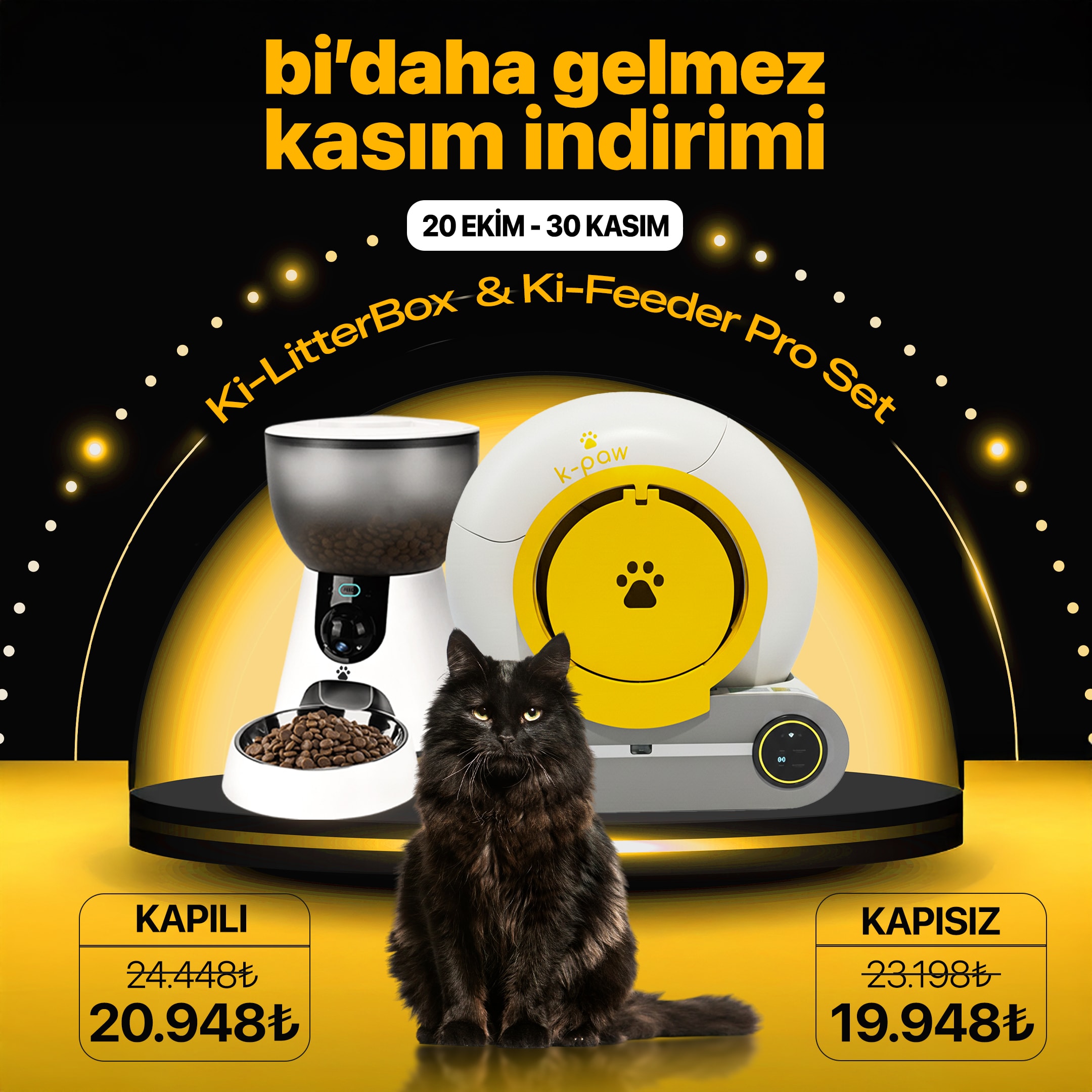 Ki-LitterBox Akıllı Kedi Tuvaleti & Ki-Feeder Pro Kameralı Mama Besleyici