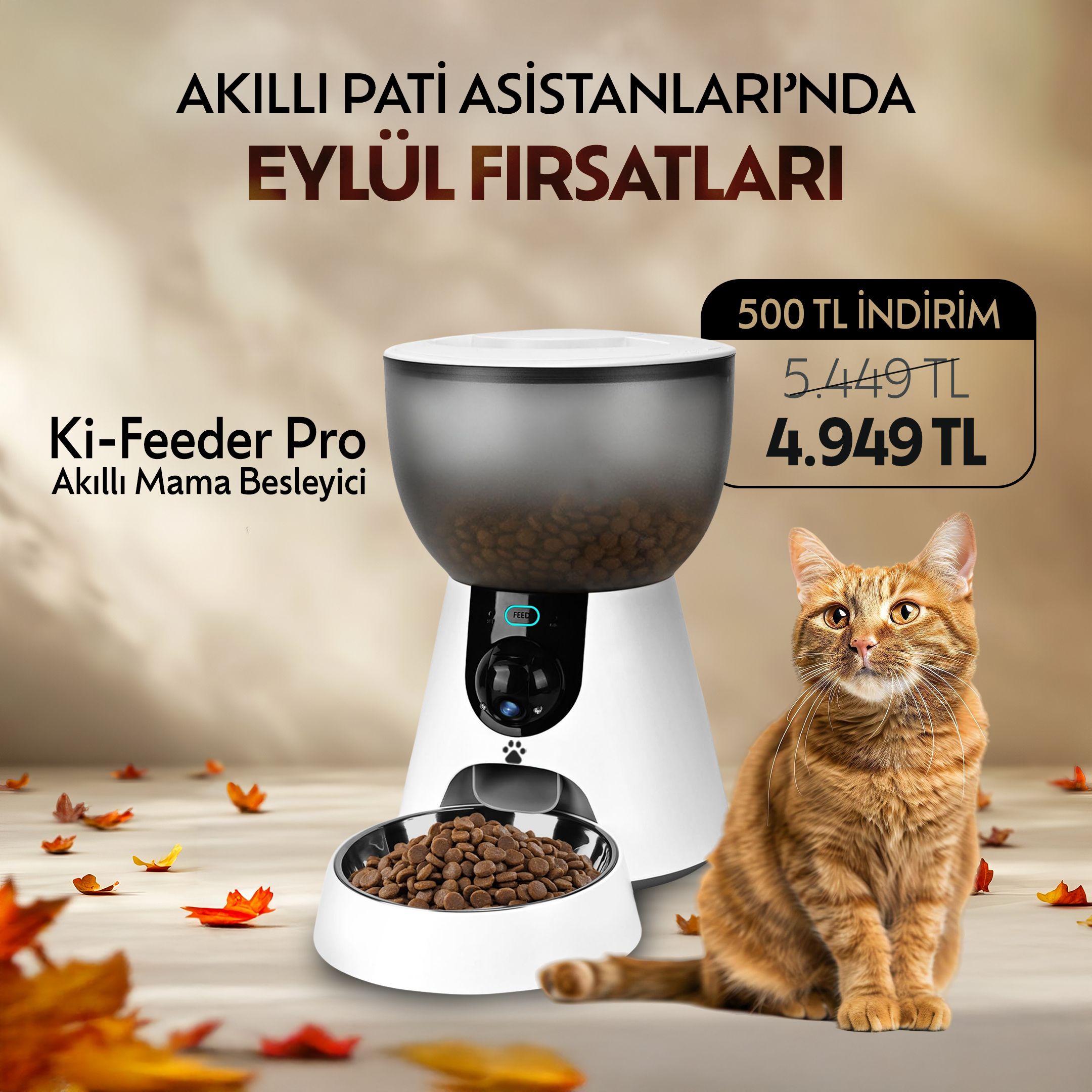 Ki-Feeder Pro Video Kameralı Sesli Mama Besleyici