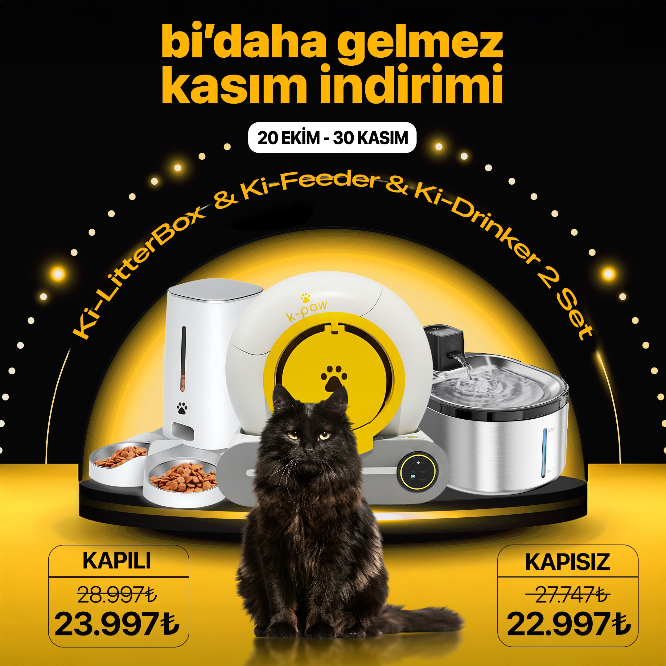 Ki-LitterBox & Ki-Drinker 2 & Ki-Feeder Akıllı Mama Kabı
