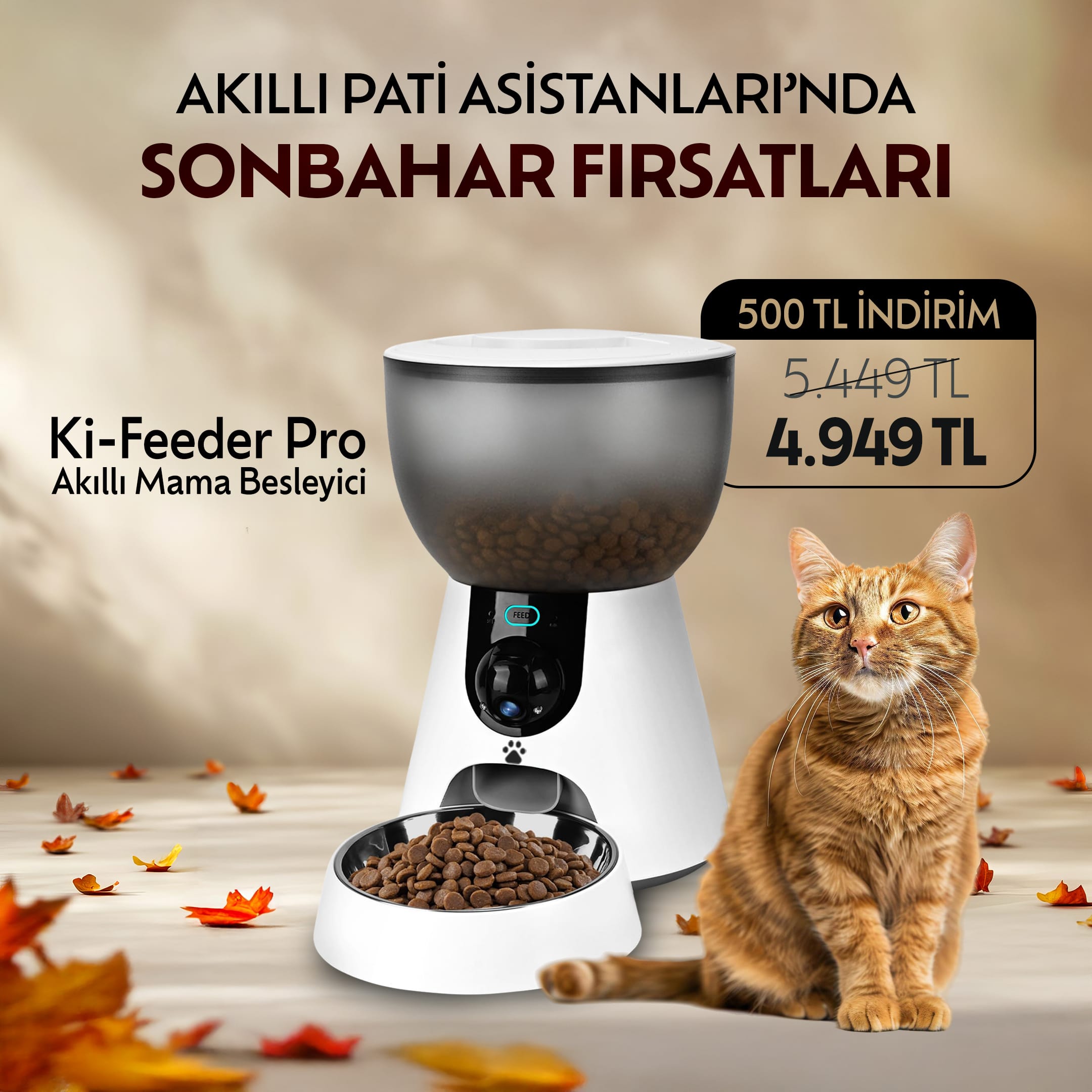 Ki-Feeder Pro Video Kameralı Sesli Mama Besleyici