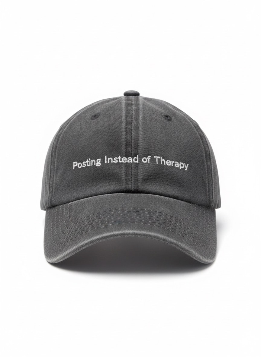 Liapop Posting Instead of Therapy Washed Dark Grey Şapka