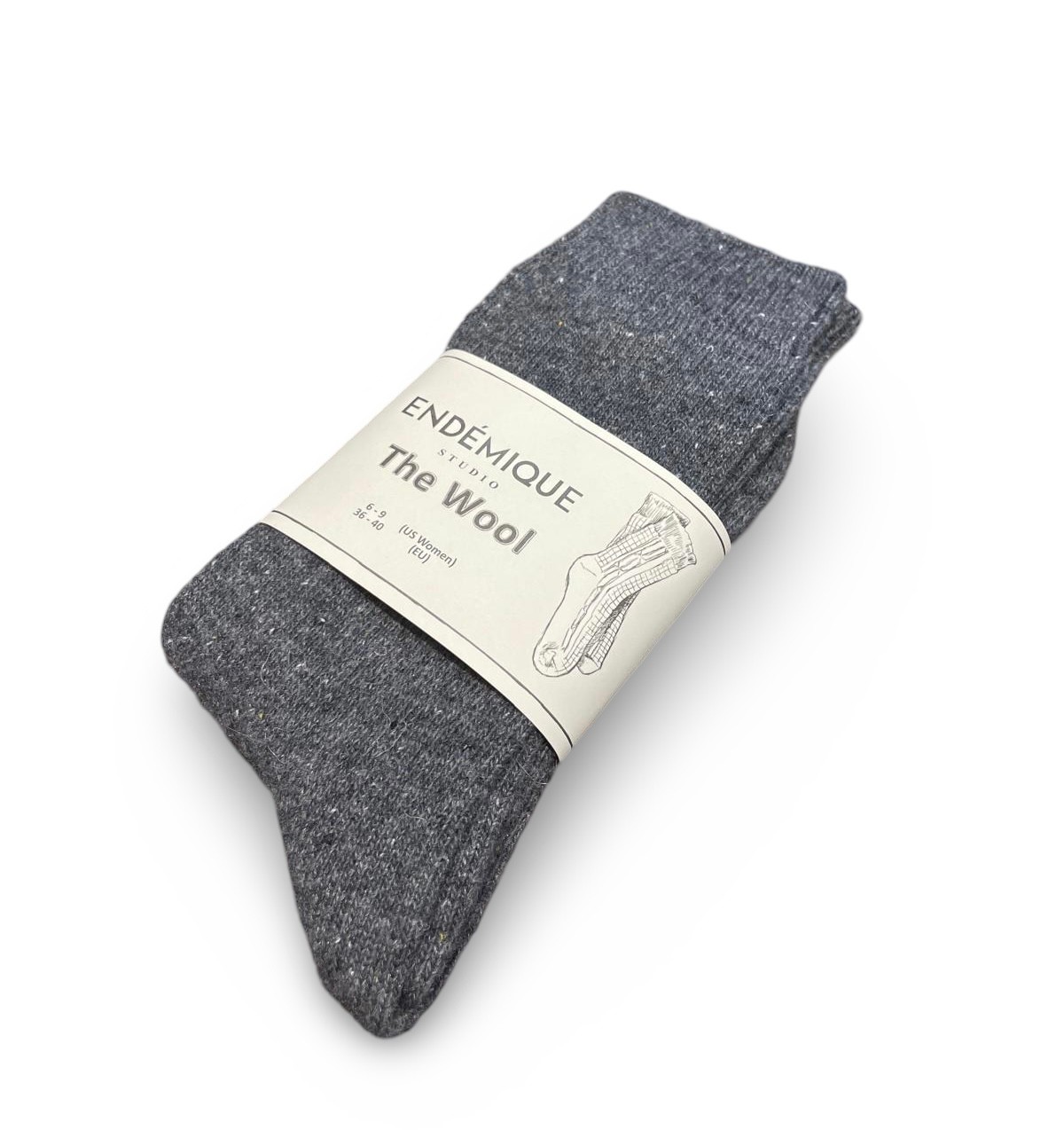 Endémique Studio The Wool Plain Dark Grey-Kadın Çorap