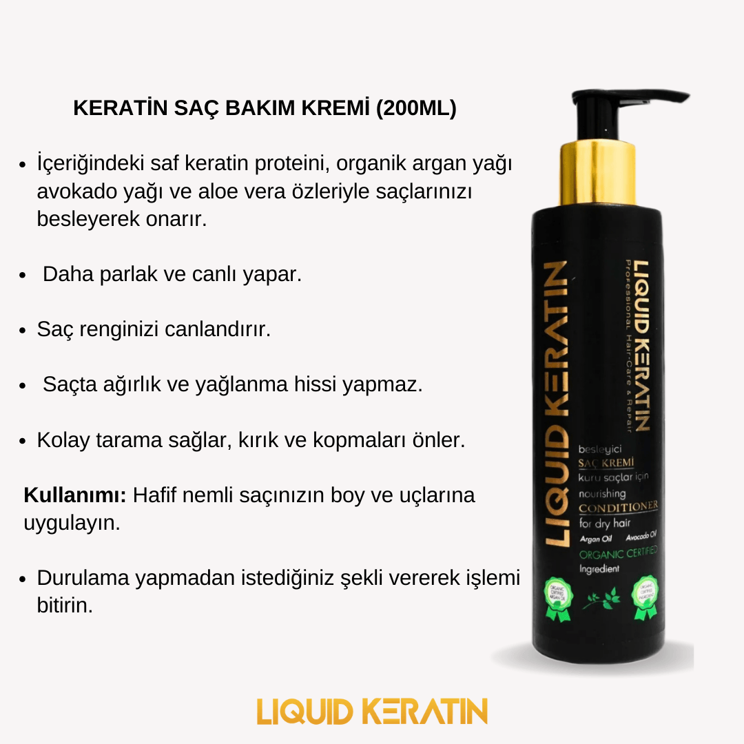 Keratin Kremi (200ml) Yıpranmış Kuru Saçlar İçin (Onarıcı Besleyici)