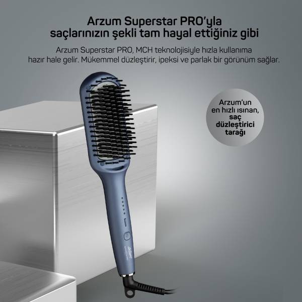 AR5082-O Superstar Pro Saç Düzleştirici Fırça- Okyanus