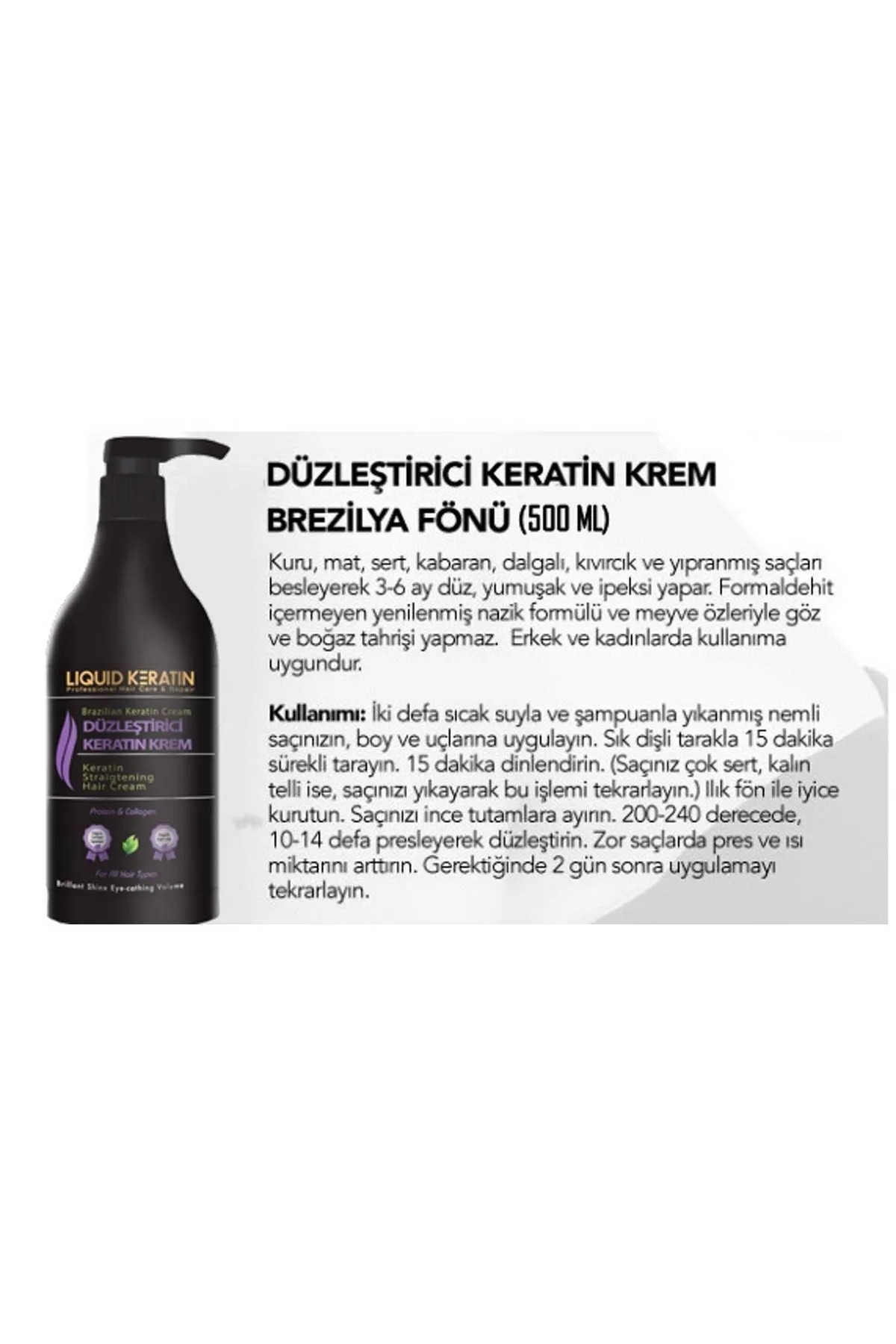 Saç Onarıcı + Düzleştirici Keratin Bakımı - Brezilya Fönü Seti (1000 ml) Yanan Yıpranan Acil Saç Kurtarma