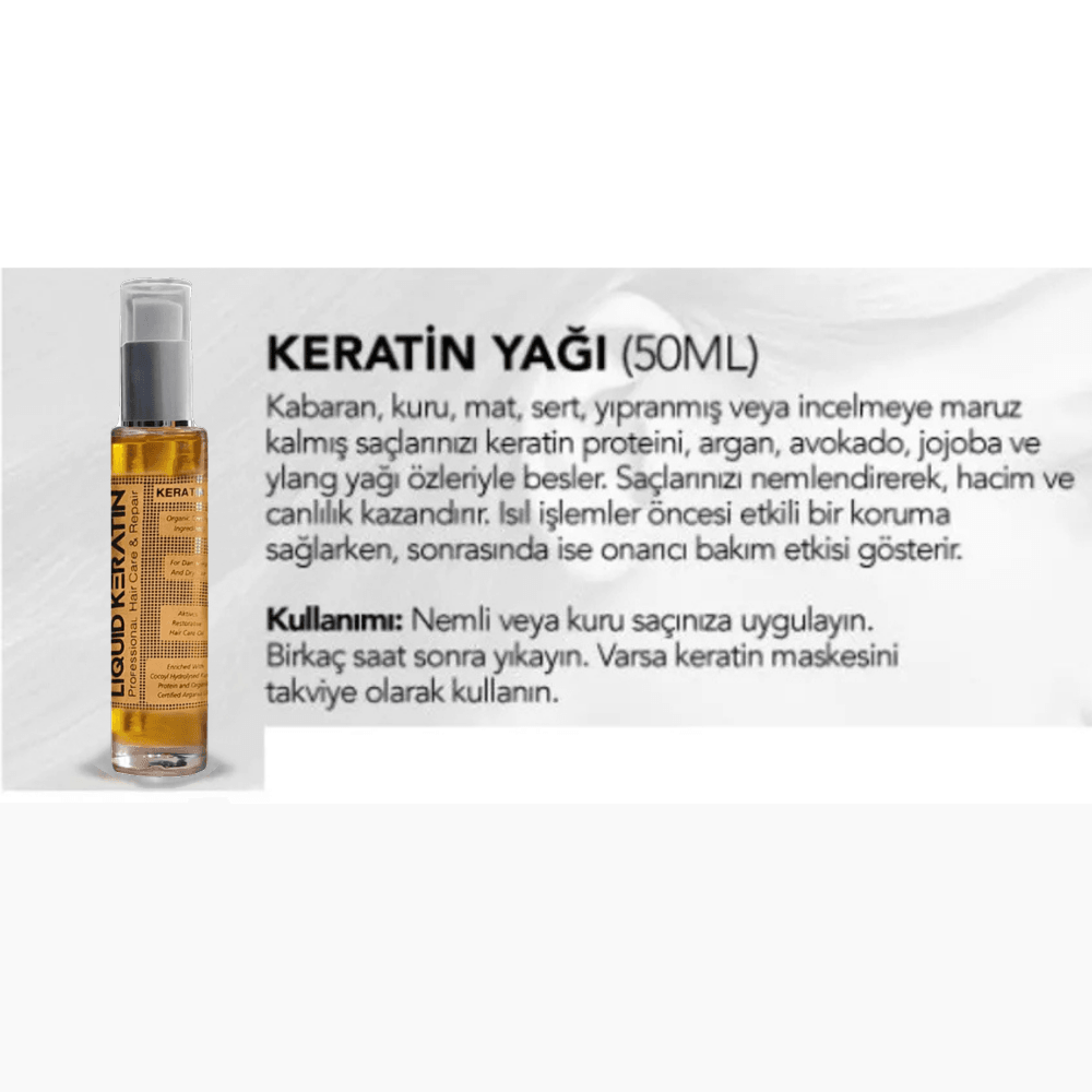 Keratin Saç Bakım Yağı (50ML) Kuru Kabaran Sert Saçlar için