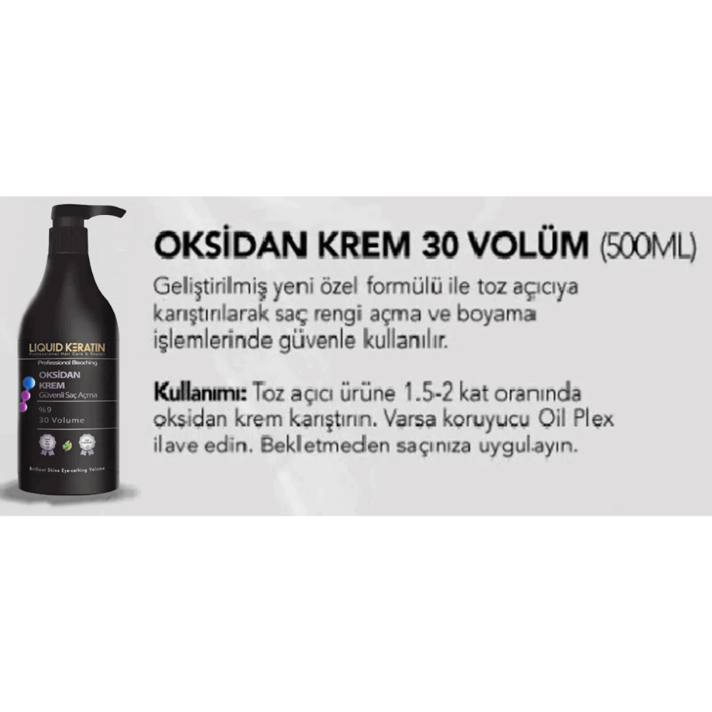 Yakmadan Saç Rengi Açma Seti  Oksidan Krem Gri Toz Açıcı 1000 ml Kuaför Boy