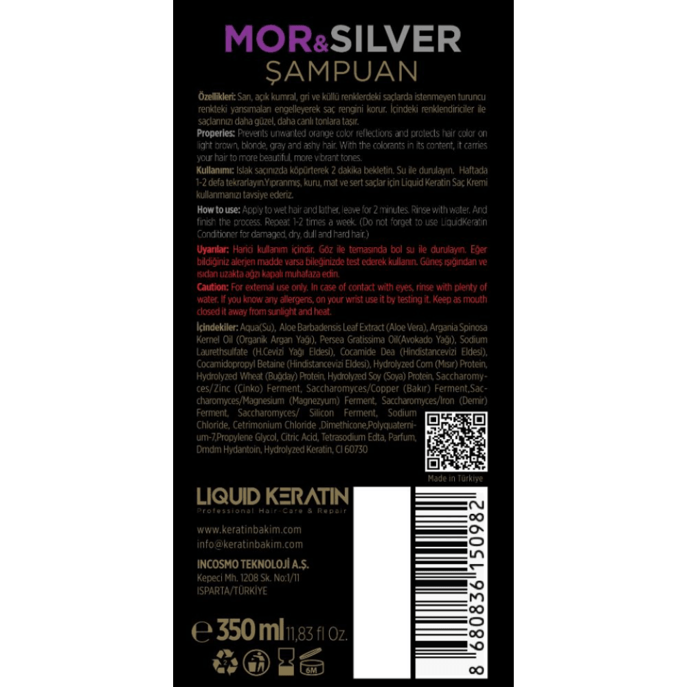 Keratinli Mor & Silver Saç Bakım Şampuanı 350 ML