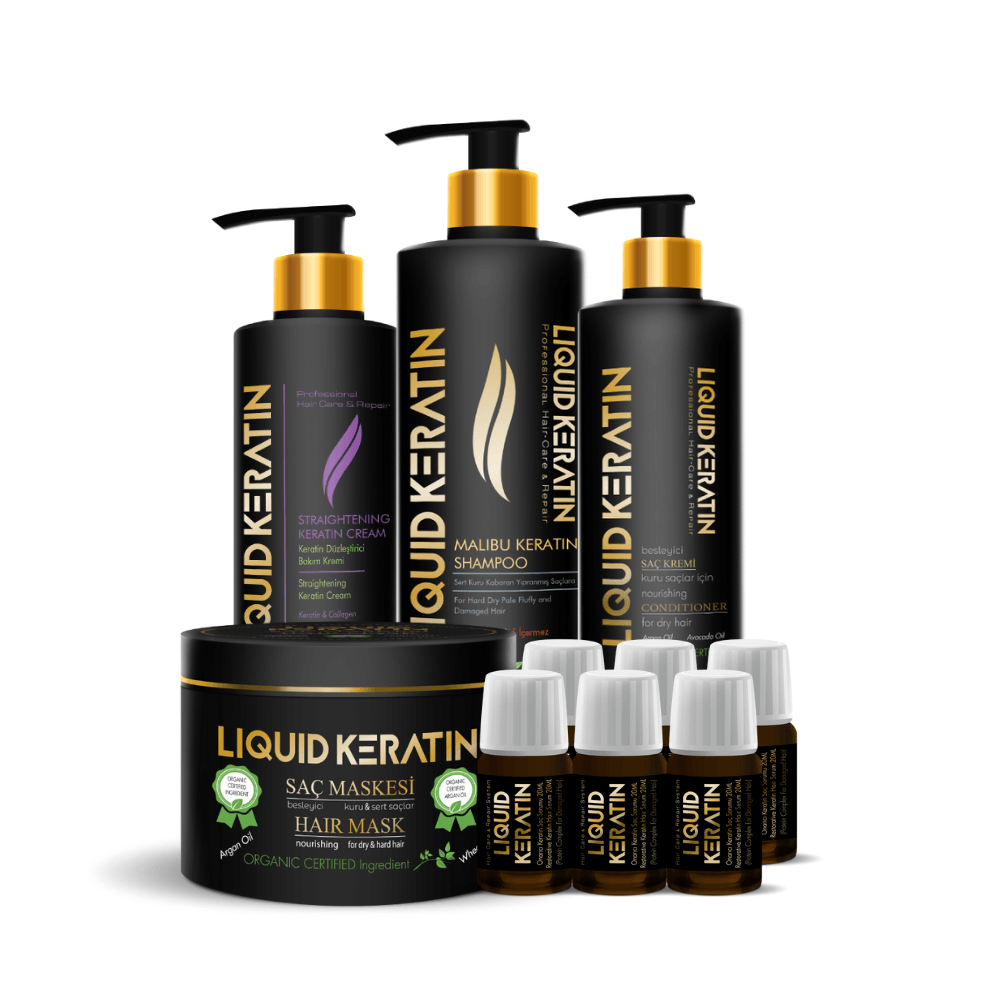 Çift Etkili Saç Botoksu No 2 - Onarıcı + Düzleştirici Keratin Bakım Seti - (Yanan Yıpranan Kabaran Saçlara)