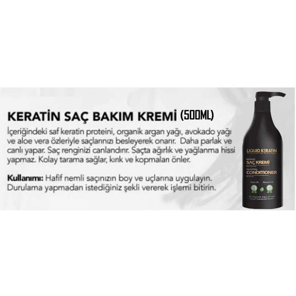 Keratin Kremi 500 ml Yıpranmış Kuru Saçlar İçin Nemlendirici Onarıcı