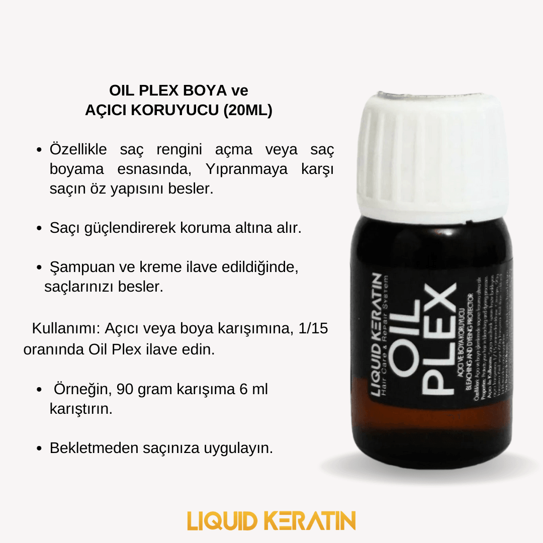 Boyadan Oryalden Saç Koruyucu Oil Plex (20 ml) - Yakmadan Evde Koyu Renk Açma