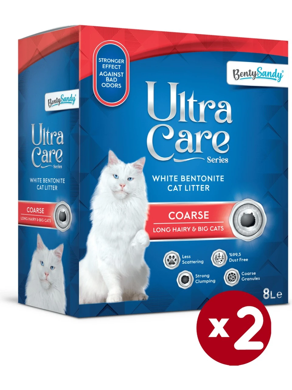 Ultra Care Series Büyük ve Uzun Tüylü Kediler İçin İri Taneli Kedi Kumu 8 LT