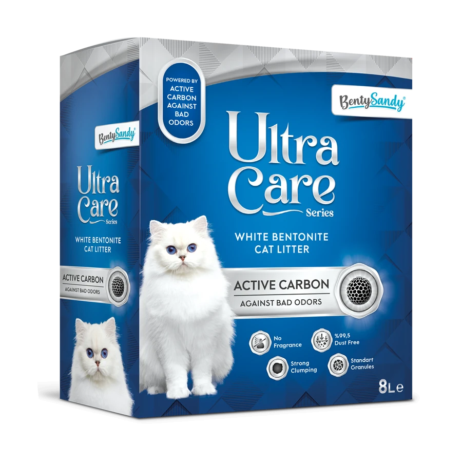 Ultra Care Aktif Karbonlu Topaklanan İnce Taneli Kedi Kumu 8L