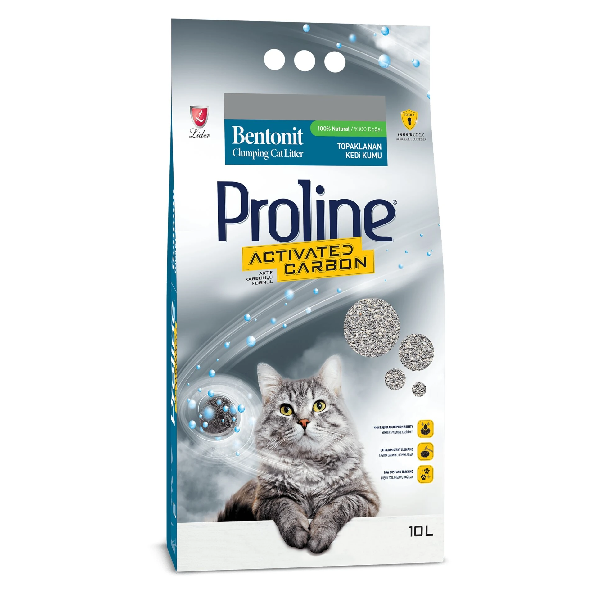Proline Aktif Karbonlu Topaklanan Kedi Kumu 10L