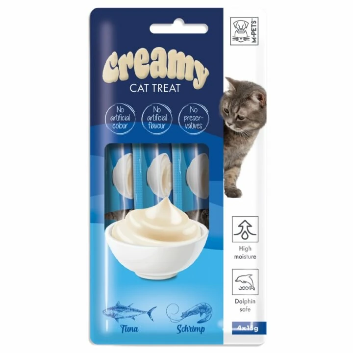 M-Pets Creamy Ton Balıklı Karidesli Kedi Ödülü 4 x 15gr