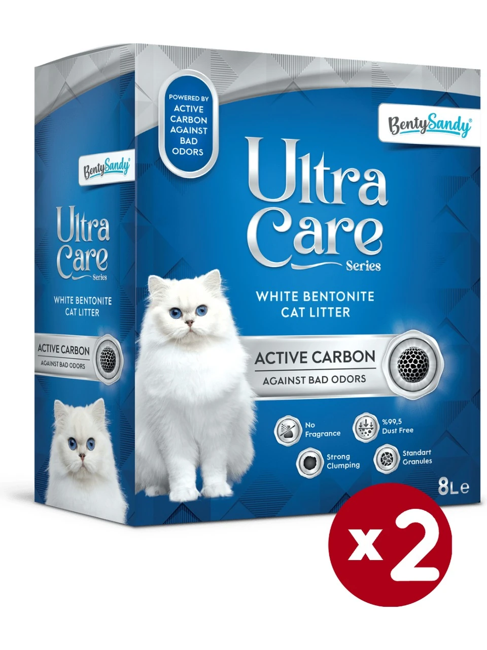 Ultra Care Aktif Karbonlu Topaklanan İnce Taneli Kedi Kumu 8L