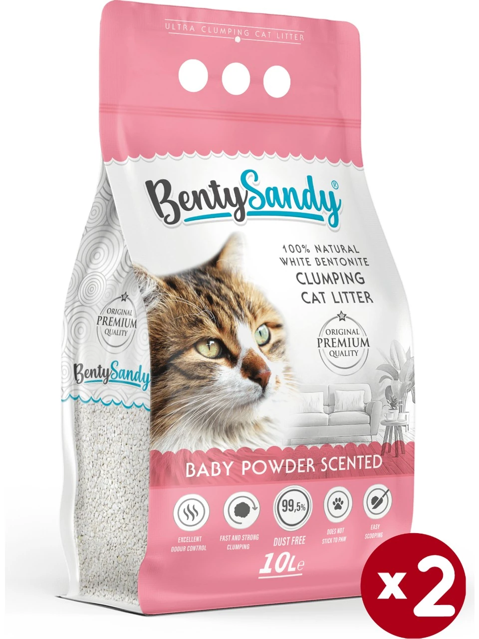 BentySandy Bebek Pudralı Topaklanan Kedi Kumu 10L