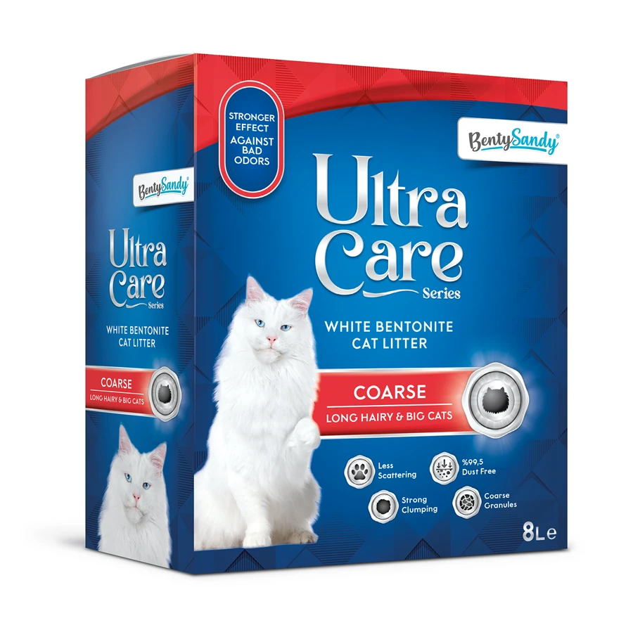 Ultra Care Series Büyük ve Uzun Tüylü Kediler İçin İri Taneli Kedi Kumu 8 LT