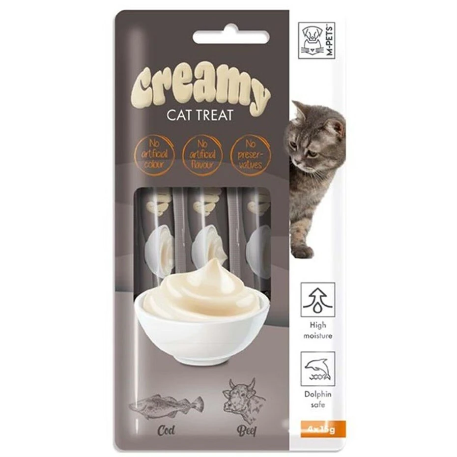 M-Pets Creamy Morina Balıklı Biftekli Kedi Ödülü 4 x 15gr