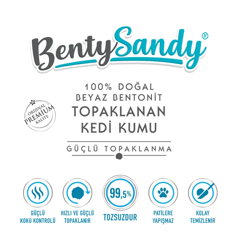 BentySandy Aktif Karbon Topaklanan Kedi Kumu 10L
