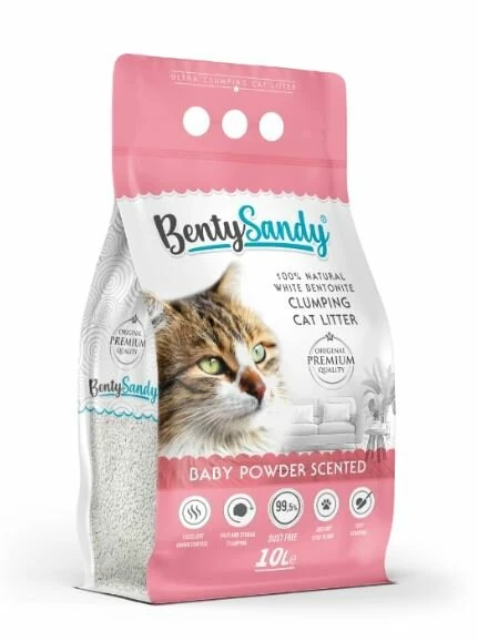 BentySandy Bebek Pudralı Topaklanan Kedi Kumu 10L