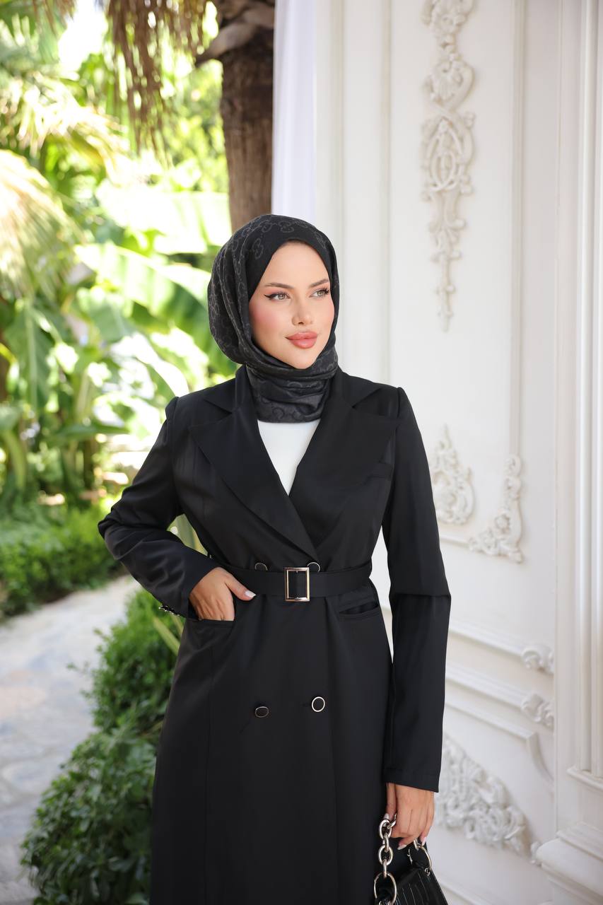 Siyah Trenç Astarlı Ferace