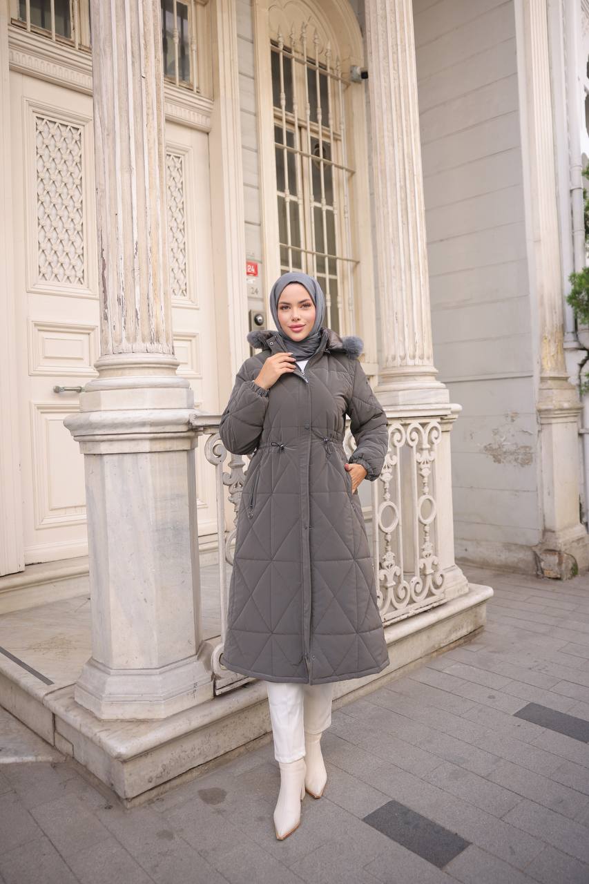 Antrasit Kapüşonlu Kapitone