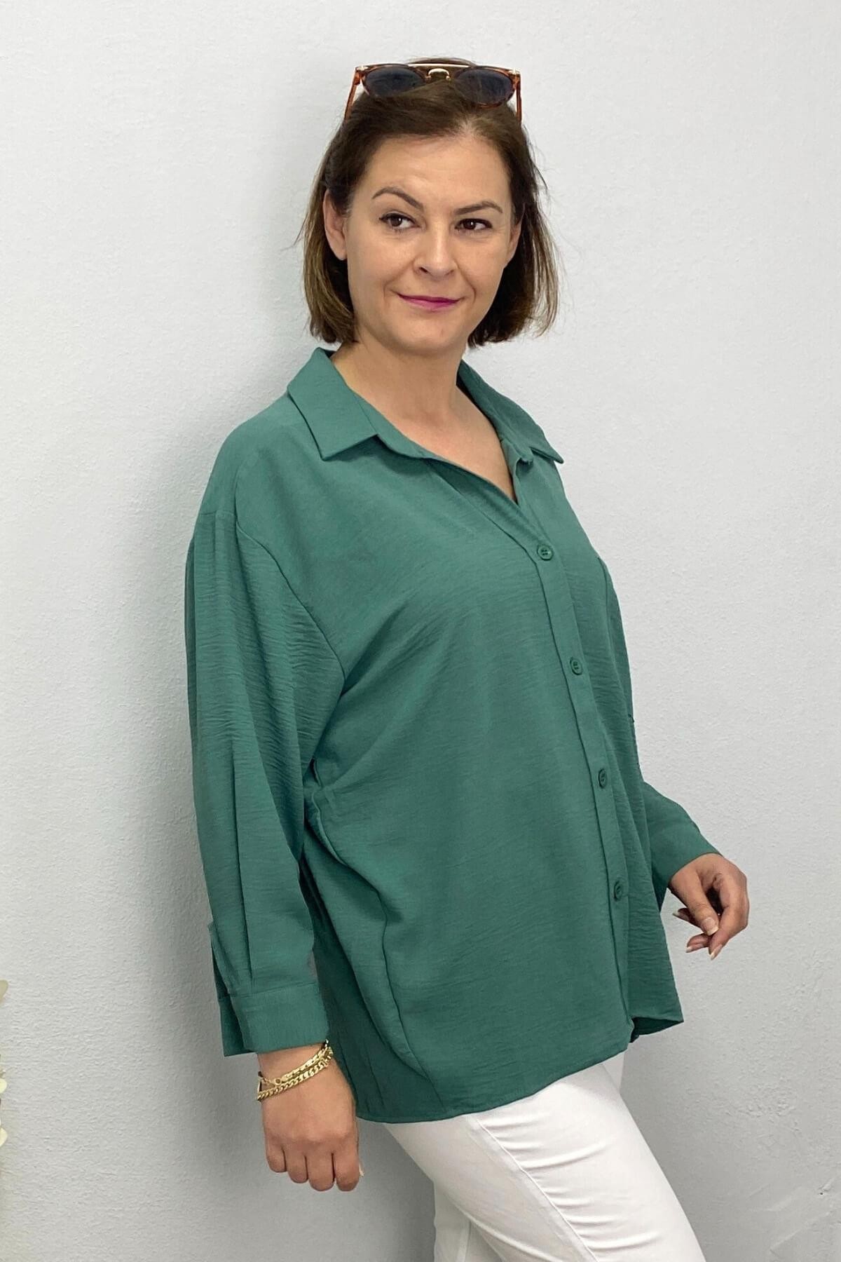 Kadın Mint Yeşili Ayrobin Gömlek