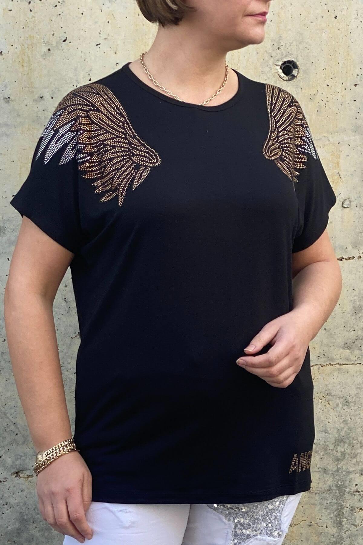 Büyük Beden Siyah Melek  Bluz