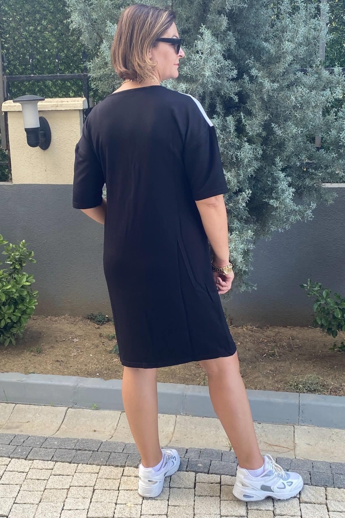 Büyük Beden Lina V Yaka Elbise