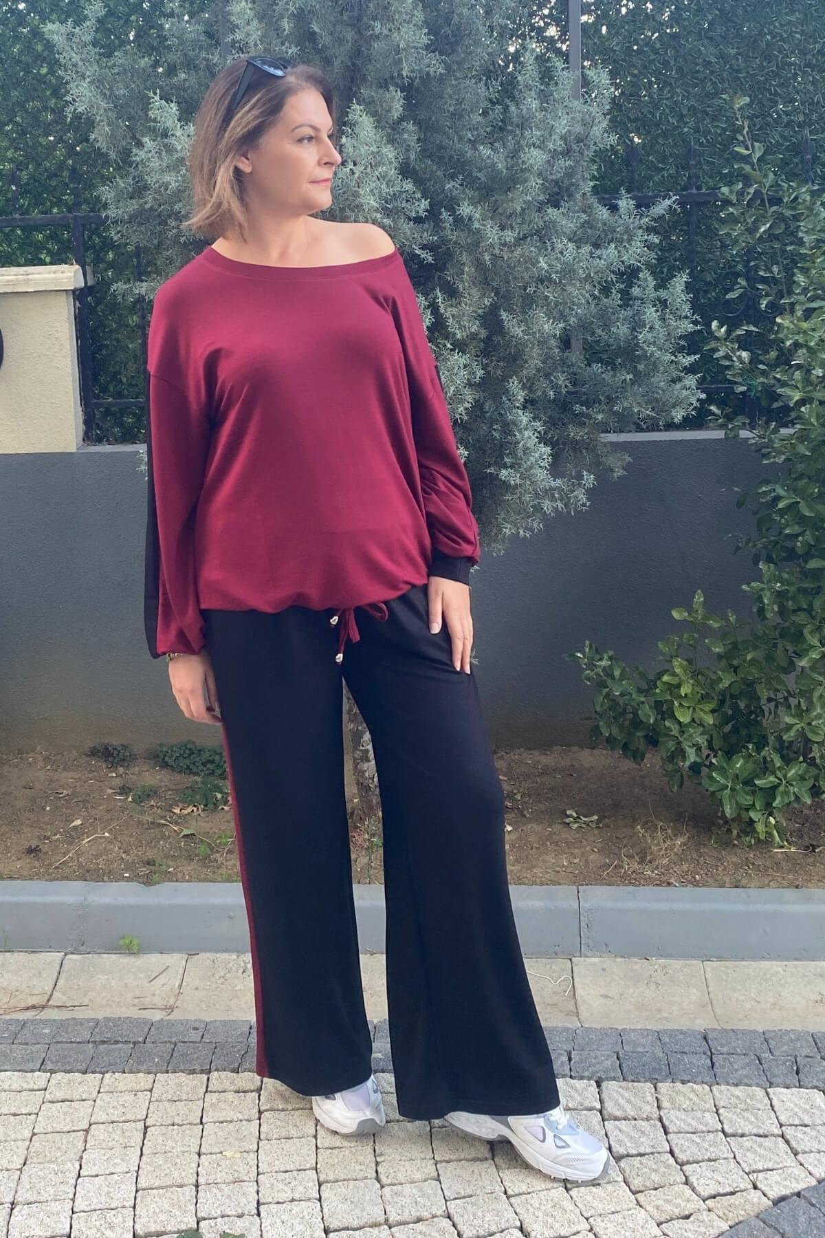 Büyük Beden Bordo Mehita Eşortman Takım