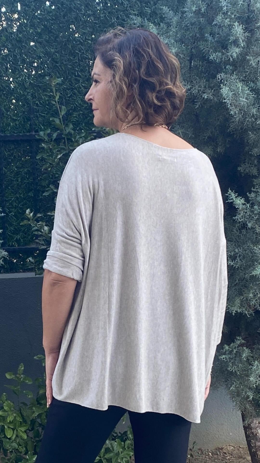 Kadın İtalyan Angora Taş Rengi Triko Bluz