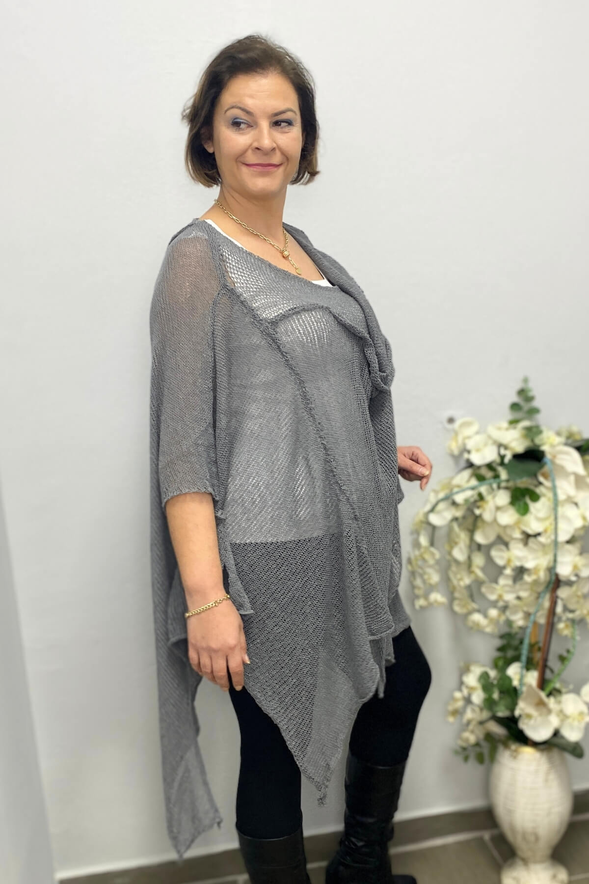 Kadın Gri Tasarım Merserize Mevsimlik Bluz