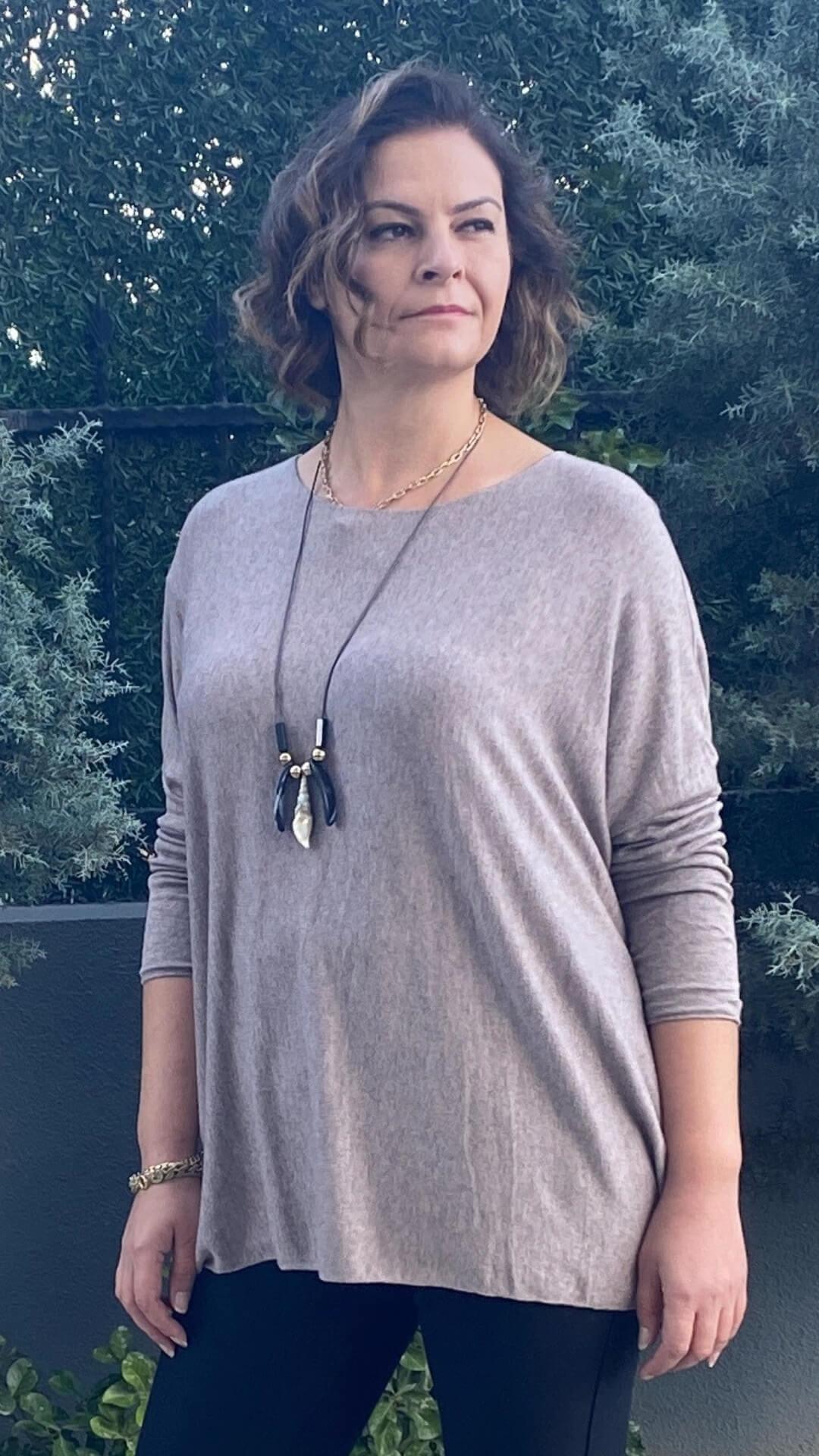 Kadın İtalyan Angora Kahve Triko Bluz