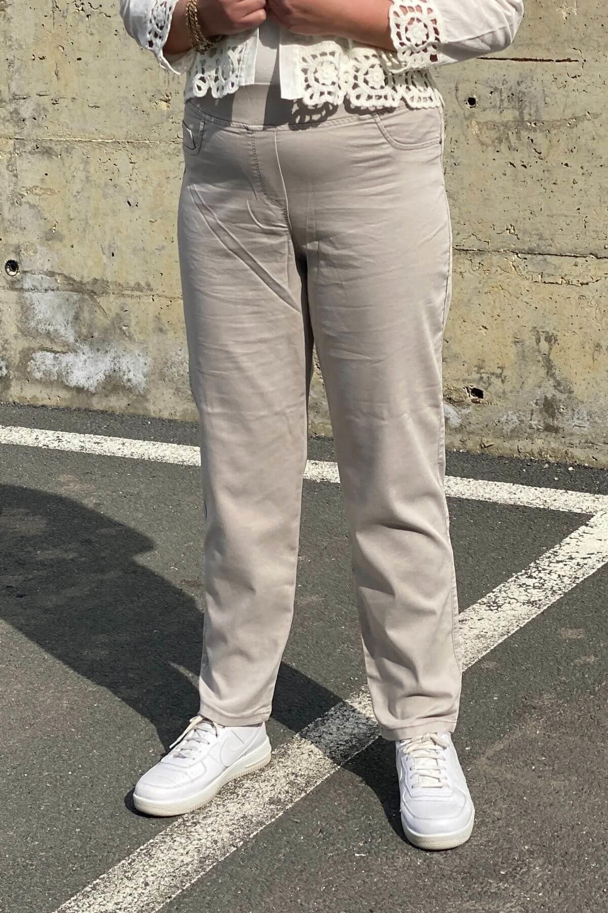 Kadın Acık Gri Tensel Pamuklu Pantolon