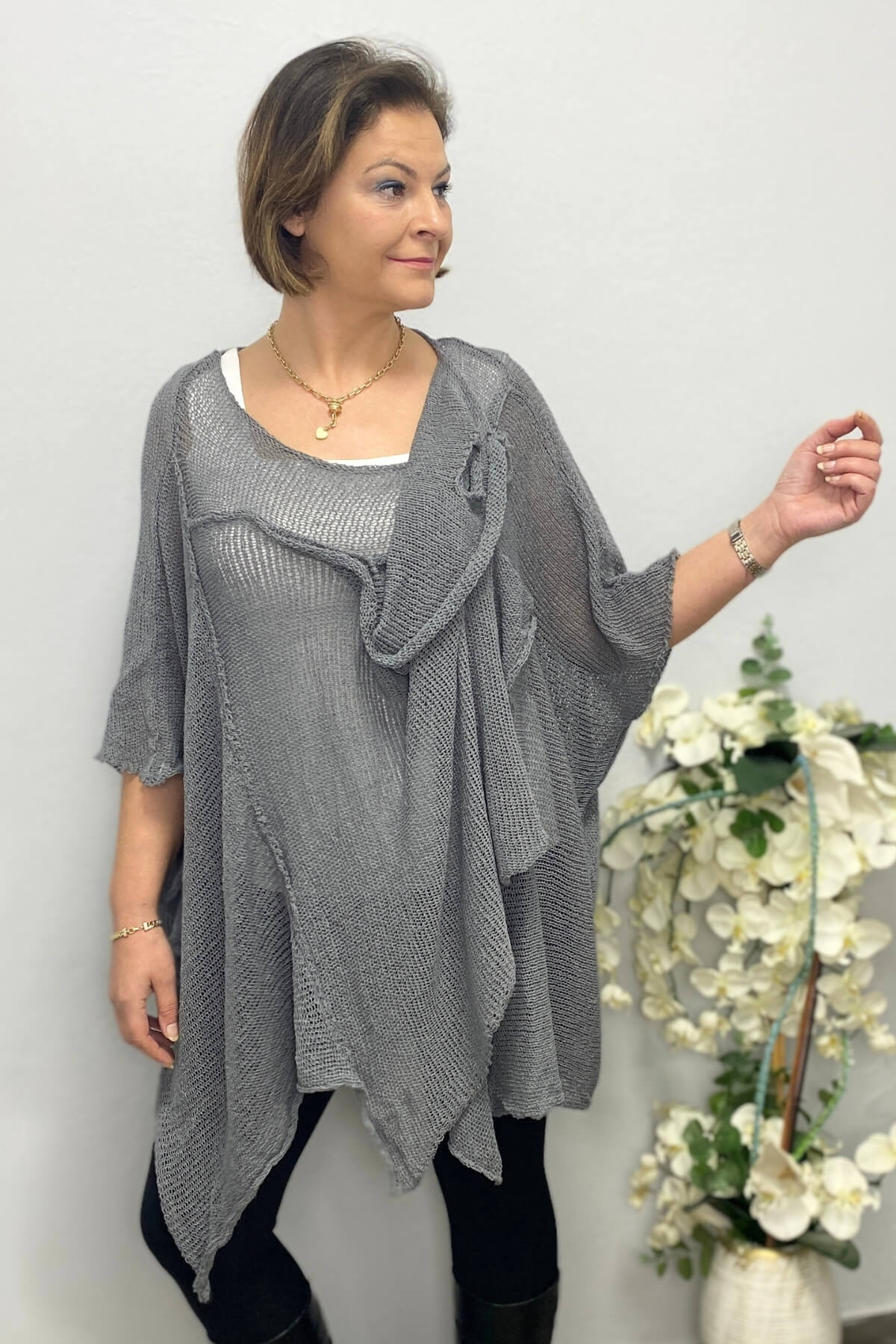 Kadın Gri Tasarım Merserize Mevsimlik Bluz