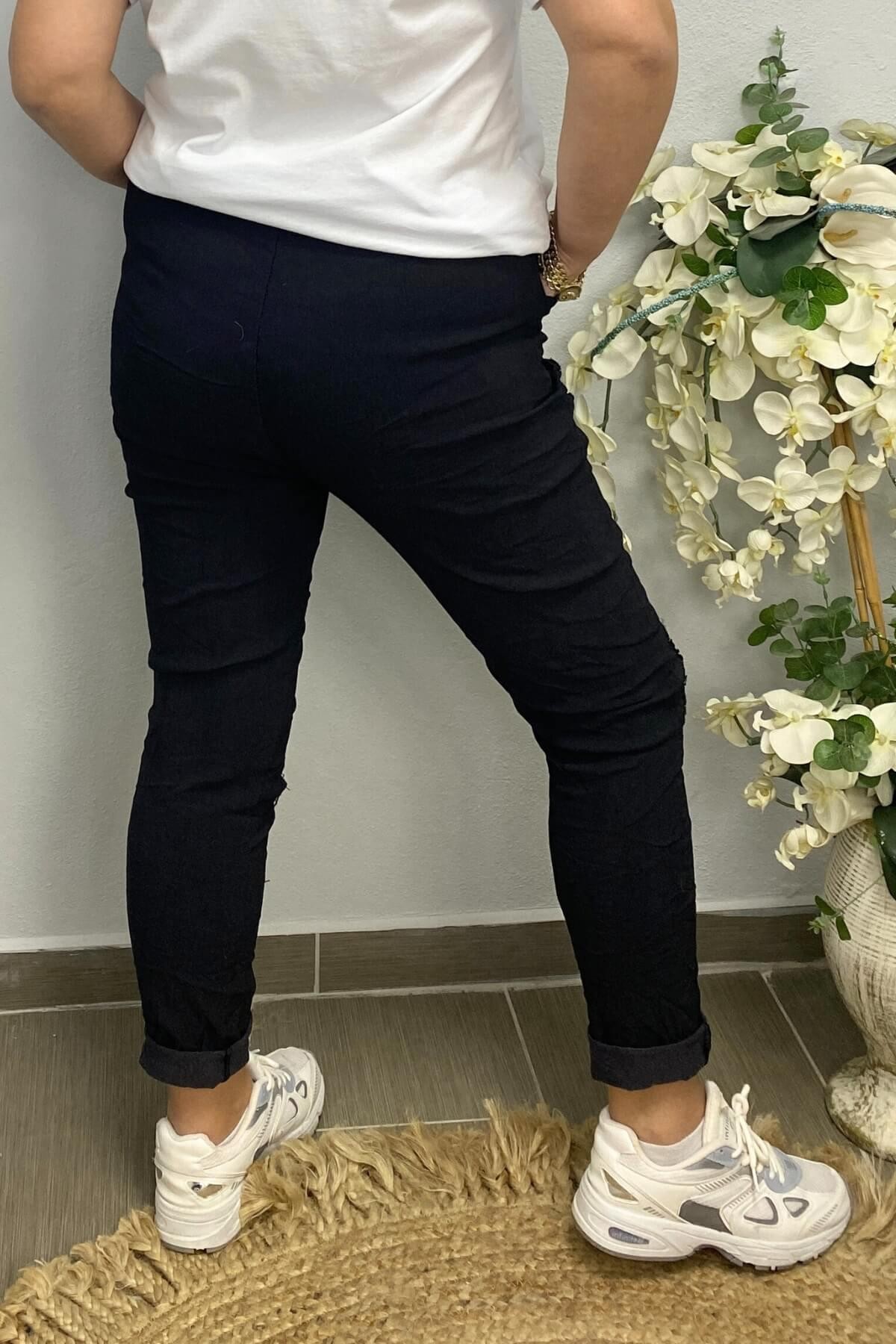 Kadın İtalyan Yıldız Detaylı Kahve Pantolon
